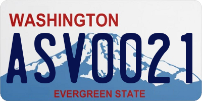 WA license plate ASV0021