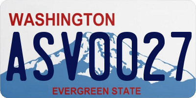 WA license plate ASV0027