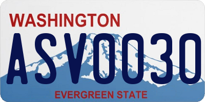 WA license plate ASV0030
