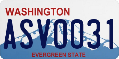 WA license plate ASV0031