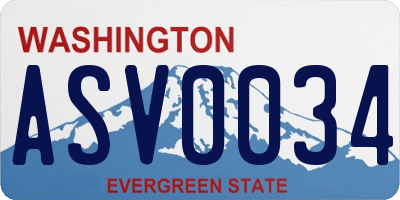 WA license plate ASV0034