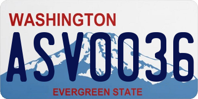 WA license plate ASV0036