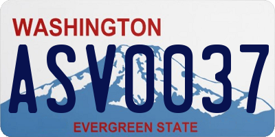 WA license plate ASV0037