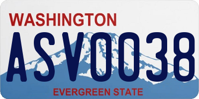 WA license plate ASV0038