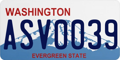 WA license plate ASV0039