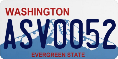 WA license plate ASV0052