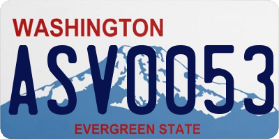 WA license plate ASV0053