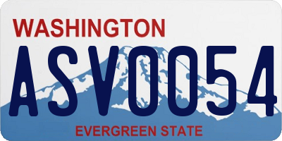 WA license plate ASV0054