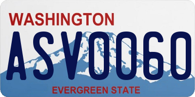 WA license plate ASV0060