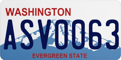 WA license plate ASV0063