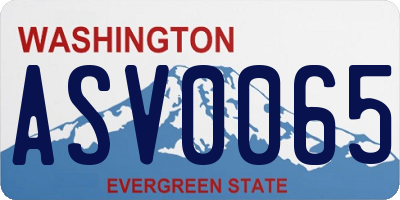 WA license plate ASV0065