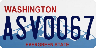 WA license plate ASV0067