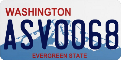 WA license plate ASV0068