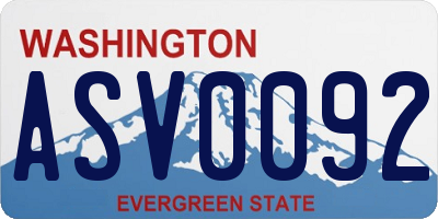 WA license plate ASV0092