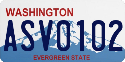 WA license plate ASV0102