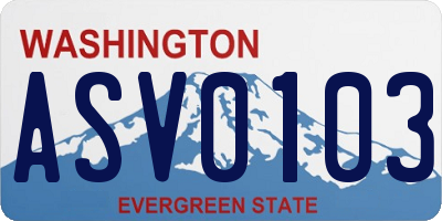 WA license plate ASV0103