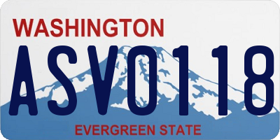 WA license plate ASV0118