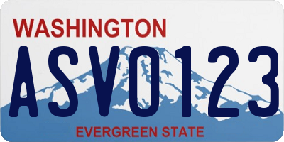 WA license plate ASV0123