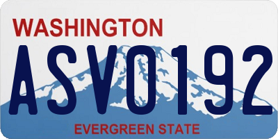 WA license plate ASV0192