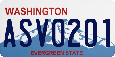 WA license plate ASV0201