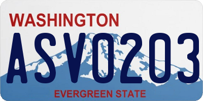 WA license plate ASV0203