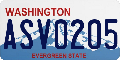 WA license plate ASV0205