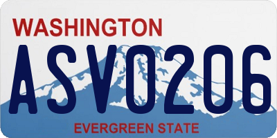 WA license plate ASV0206