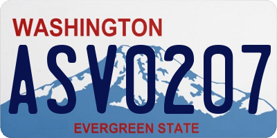 WA license plate ASV0207