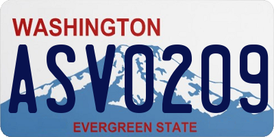 WA license plate ASV0209