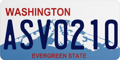 WA license plate ASV0210