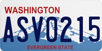 WA license plate ASV0215