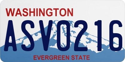 WA license plate ASV0216