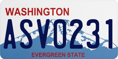 WA license plate ASV0231