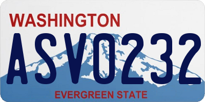 WA license plate ASV0232