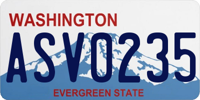 WA license plate ASV0235