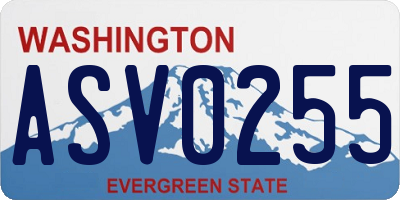 WA license plate ASV0255