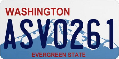 WA license plate ASV0261