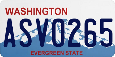 WA license plate ASV0265