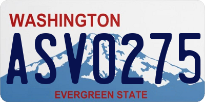 WA license plate ASV0275