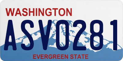 WA license plate ASV0281