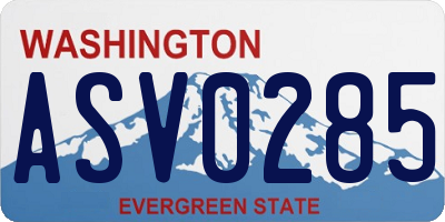 WA license plate ASV0285