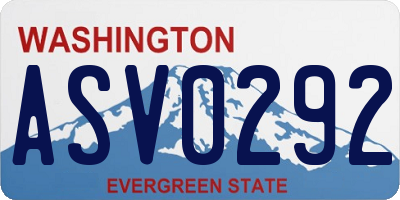 WA license plate ASV0292