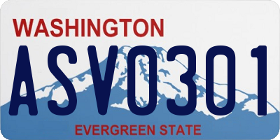WA license plate ASV0301