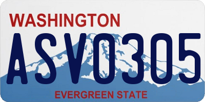 WA license plate ASV0305
