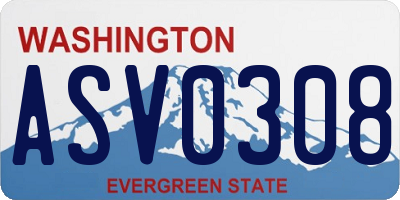 WA license plate ASV0308