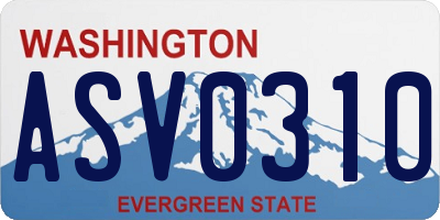WA license plate ASV0310