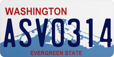 WA license plate ASV0314