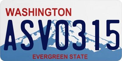 WA license plate ASV0315