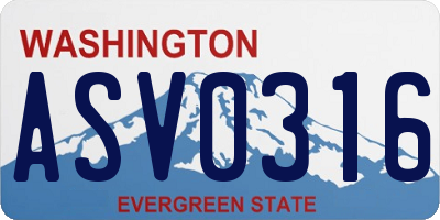 WA license plate ASV0316