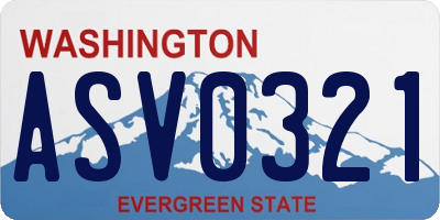 WA license plate ASV0321